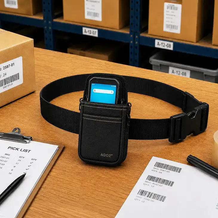 Étui ceinture pour terminal mobile Almex destiné aux équipes d'inventaire | Agoz