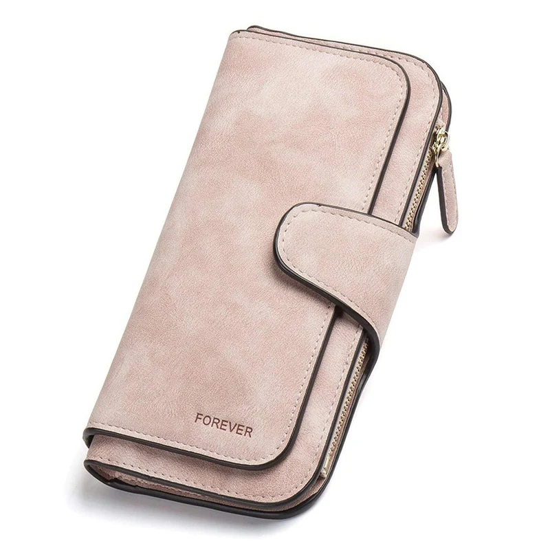 Portefeuille Femme Grande Capacite PU Cuir Porte-Monnaie Elégant avec 16 Porte-Cartes y Compris 2 fenêtre d'identification, Zippé pour Femme (Rosé)