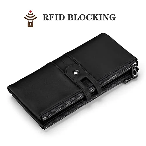 Roulens Portefeuille en Cuir Végétalien pour Femme Portefeuille Femme Cuir Porte Monnaie Porte-chéquiers Porte-Cartes pour 13 Cartes