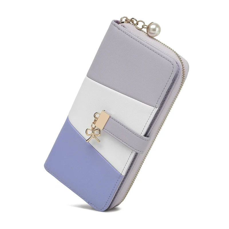 Miss Lulu Portefeuille pour Femme, Porte-Monnaie Long Tricolore avec Fentes pour Cartes Multiples et Compartiments spacieux en Cuir PU, Cadeau pour Petite Amie ou Fille