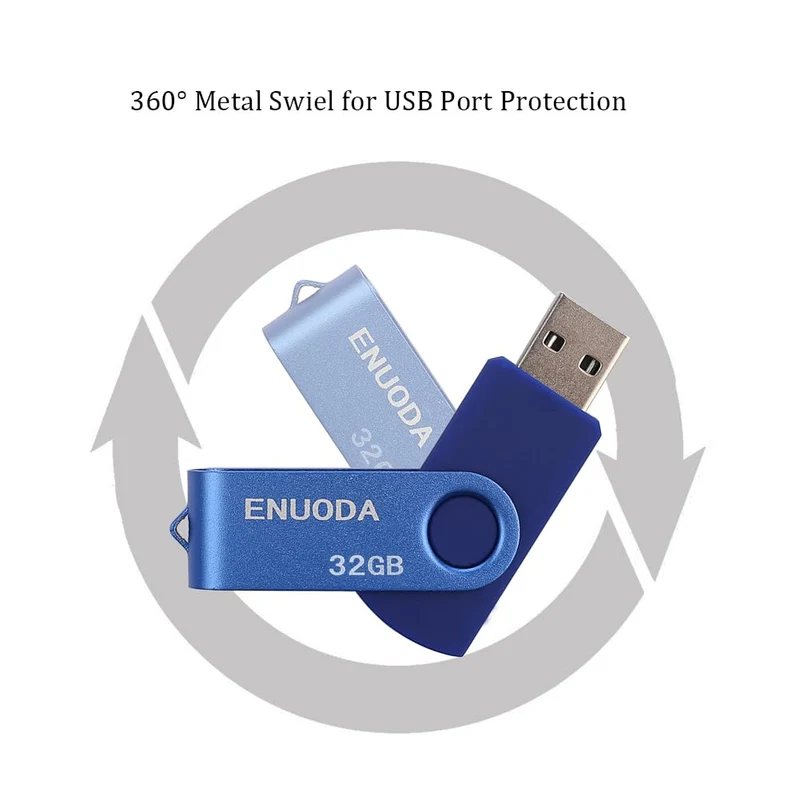 ENUODA Clé USB 32 Go Lot de 5 Cle USB 2.0 Flash Drive Stockage Rotation Disque Mémoire Stick avec Lumière LED (Rouge Vert Noir Bleu Violet)