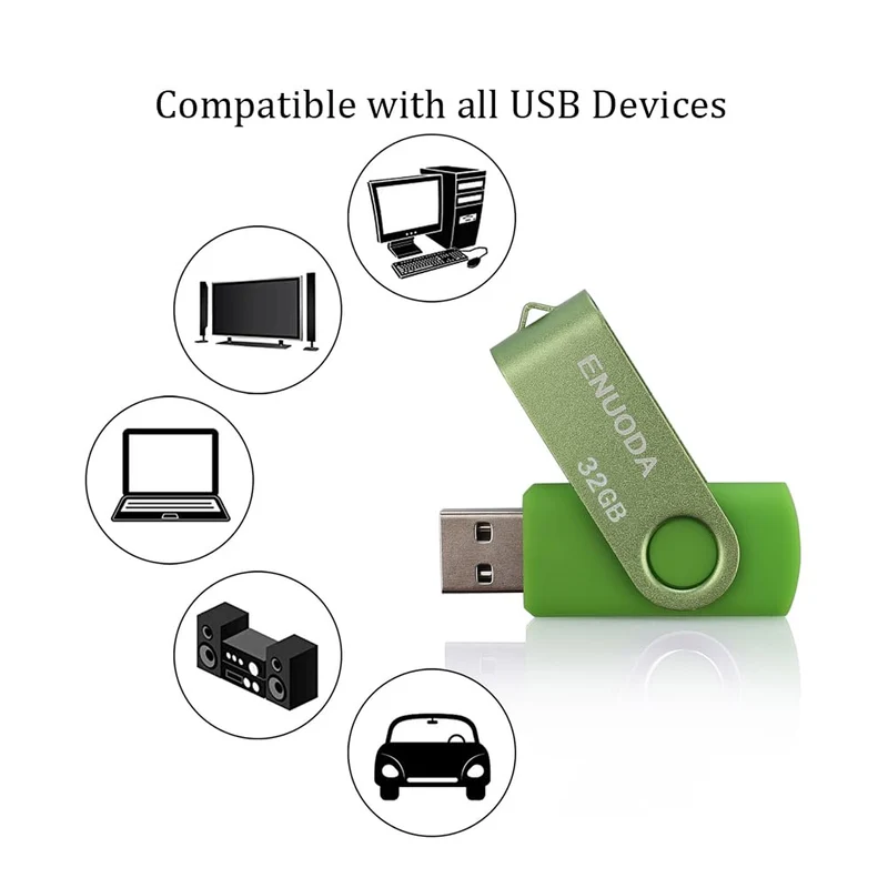 ENUODA Clé USB 32 Go Lot de 5 Cle USB 2.0 Flash Drive Stockage Rotation Disque Mémoire Stick avec Lumière LED (Rouge Vert Noir Bleu Violet)