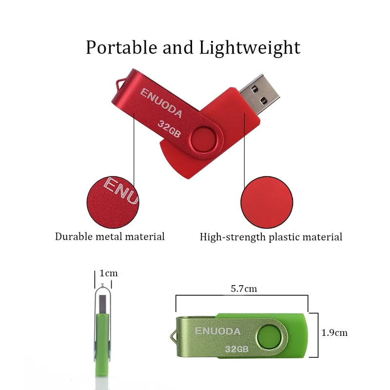 ENUODA Clé USB 32 Go Lot de 5 Cle USB 2.0 Flash Drive Stockage Rotation Disque Mémoire Stick avec Lumière LED (Rouge Vert Noir Bleu Violet)