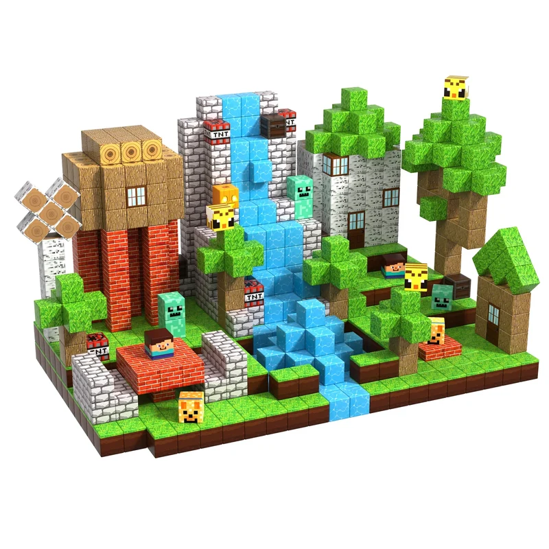 MAGNECRAFT Magnetic Blocks FOREST LIFE – 100 pcs cubes magnétiques de construction STEM pour enfants dès 3 ans
