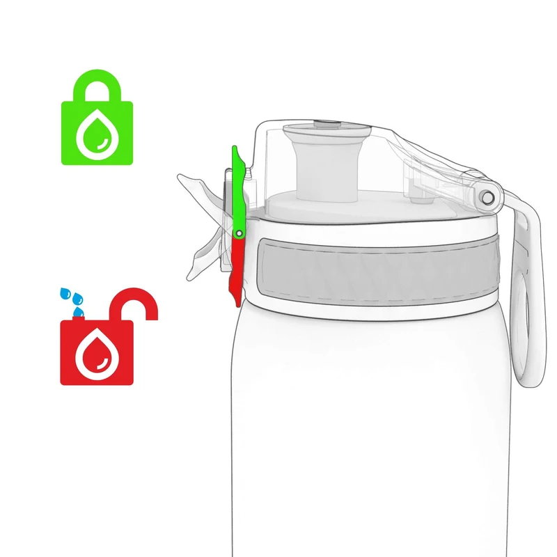 Ion8 Gourde Enfant Acier Inoxydable 400ml, Anti-Fuite, Facile à Ouvrir, Verrouillage Sécurisé, Lavable au Lave-Vaisselle, Poignée de Transport, Facile à Nettoyer, Durable, Aqua Métallisé