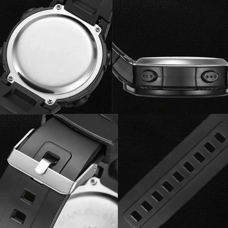 sevennine Mens Digital Sports Montre à écran LED Grand visage Montres militaires pour hommes étanche décontracté chronomètre lumineux, vert