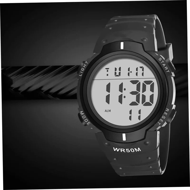 sevennine Mens Digital Sports Montre à écran LED Grand visage Montres militaires pour hommes étanche décontracté chronomètre lumineux, vert