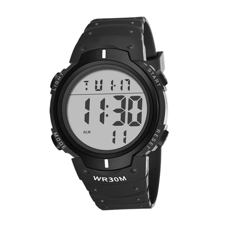sevennine Mens Digital Sports Montre à écran LED Grand visage Montres militaires pour hommes étanche décontracté chronomètre lumineux, vert