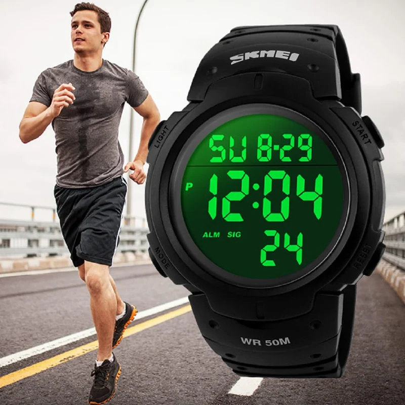 VDSOW Montre de Sport étanche avec Alarme/Chronomètre, Large Poignet Militaire avec rétro-éclairage LED pour Homme