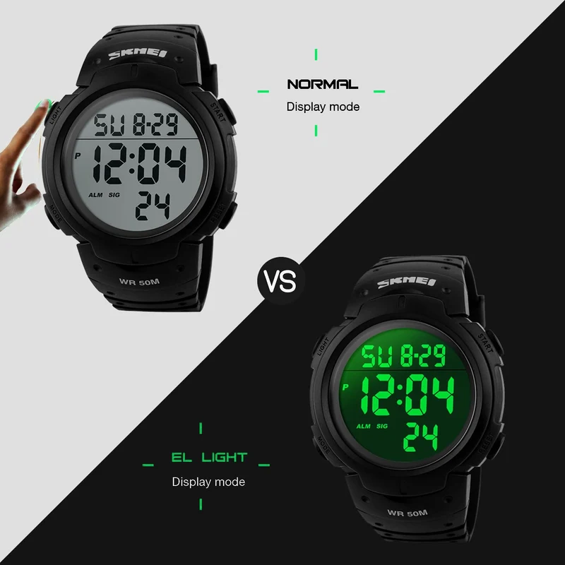 VDSOW Montre de Sport étanche avec Alarme/Chronomètre, Large Poignet Militaire avec rétro-éclairage LED pour Homme
