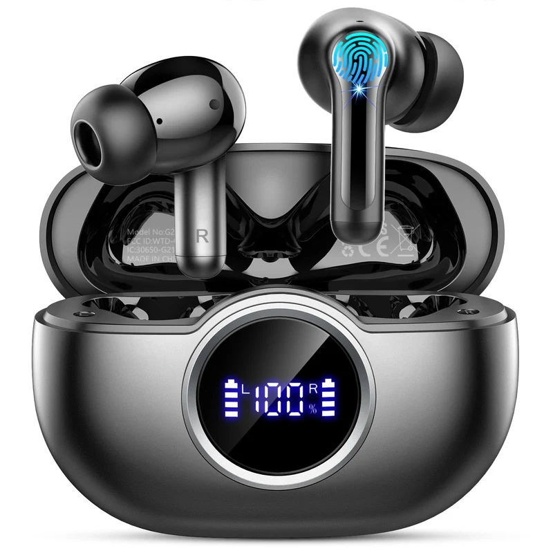 Ecouteurs Bluetooth sans Fil, Écouteurs Bluetooth 5.4 avec Hi-FI Son Stéréo, 36H Écouteurs sans Fil avec 4 ENC Mic, Casque Bluetooth avec Écran LED, IPX7 Étanche Oreillette Bluetooth pour iOS/Android