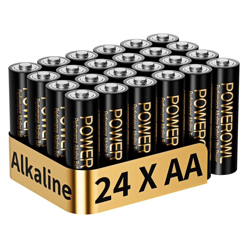 POWEROWL Piles alcalines AA Haute capacité, Pack de 24, 1,5 V, Batteries AA durables, durée de Conservation de 10 Ans (Non Rechargeables)