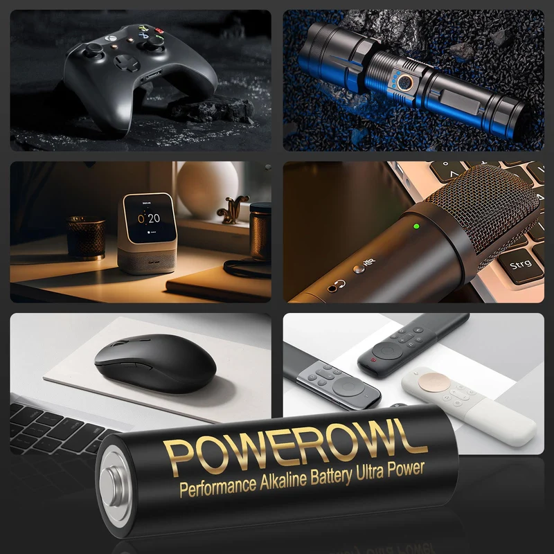 POWEROWL Piles alcalines AA Haute capacité, Pack de 24, 1,5 V, Batteries AA durables, durée de Conservation de 10 Ans (Non Rechargeables)