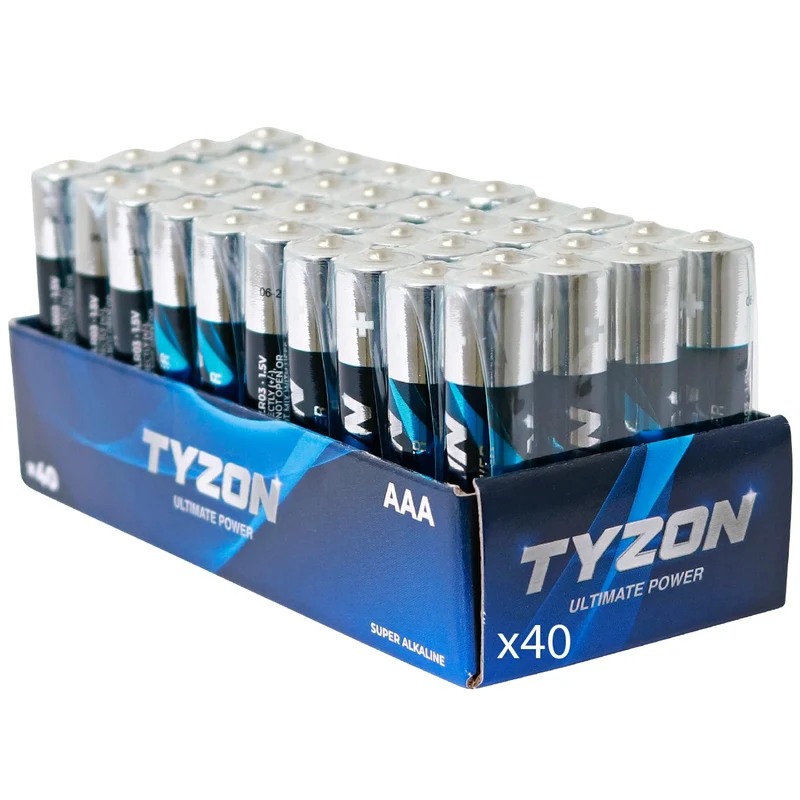 Tyzon® Piles Alcalines AAA 1,5 V, Pack de 40 – Durables & Haute Performance, Idéales pour Appareils Ménagers et Électroniques