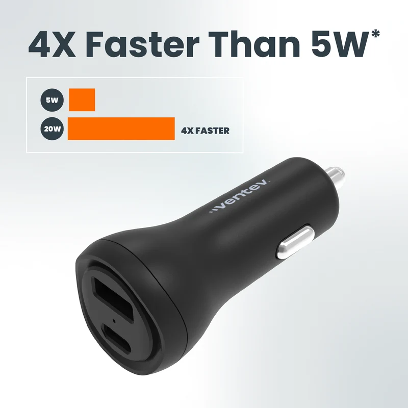 32W ULTRAFAST USB-C and USB-A Universal Dual Car Charger