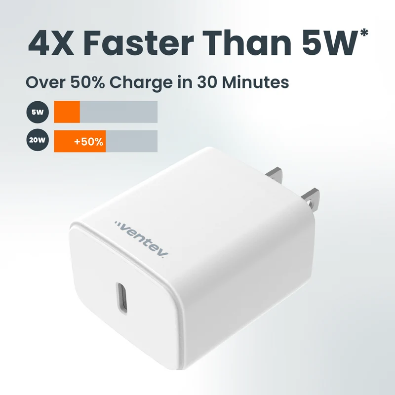 20W ULTRAFAST USB-C Universal Wall Charger with USB-C to Apple Lightning Cable