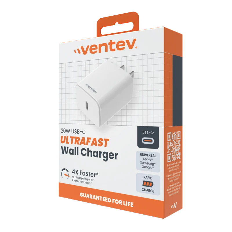 20W ULTRAFAST USB-C Universal Wall Charger with USB-C to Apple Lightning Cable