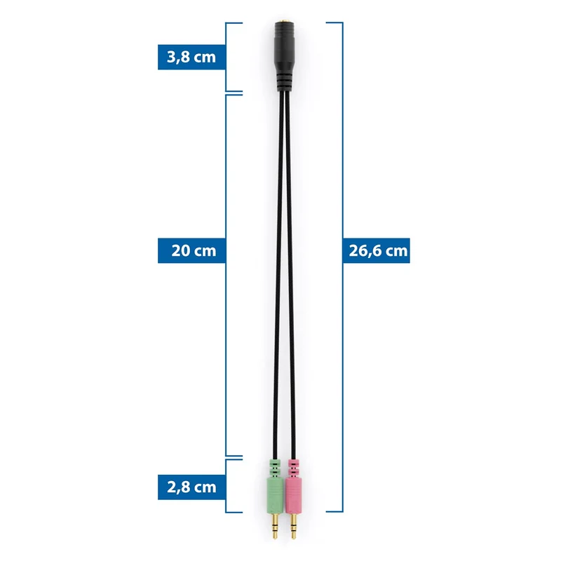 deleyCON Casque PC Ordinateur Portable Adaptateur en Y pour Jack Audio Câble Stéréo - 1x Prise Jack de 3,5 mm CTIA 4 Broches TRRS vers 2X Prise Jack de 3,5 mm