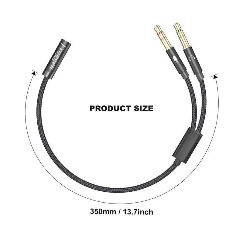 Froggen Adaptateur Jack Audio Stéréo en Nylon Tressé Splitter Adaptateur Y Jack Micro Audio Câble 3.5mm Câble Adaptateur Jack Stéréo Audio Mâle vers Femelle pour PC,PS4,Xbox One,Ordinateur (35cm)