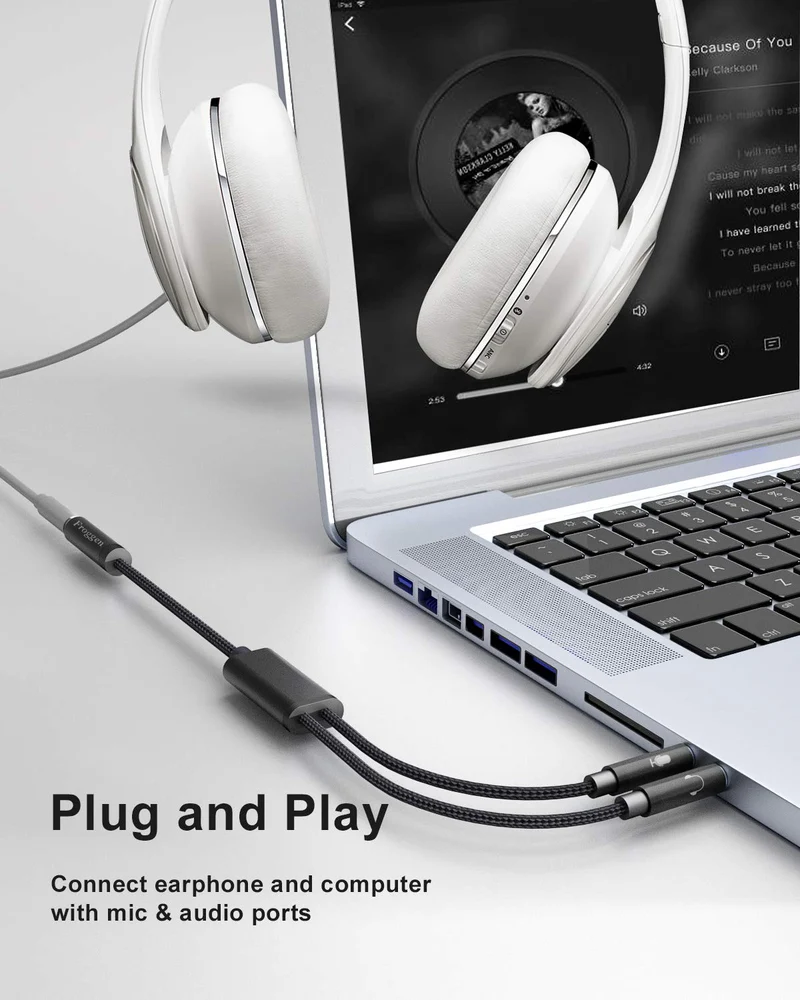 Froggen Adaptateur Jack Audio Stéréo en Nylon Tressé Splitter Adaptateur Y Jack Micro Audio Câble 3.5mm Câble Adaptateur Jack Stéréo Audio Mâle vers Femelle pour PC,PS4,Xbox One,Ordinateur (35cm)
