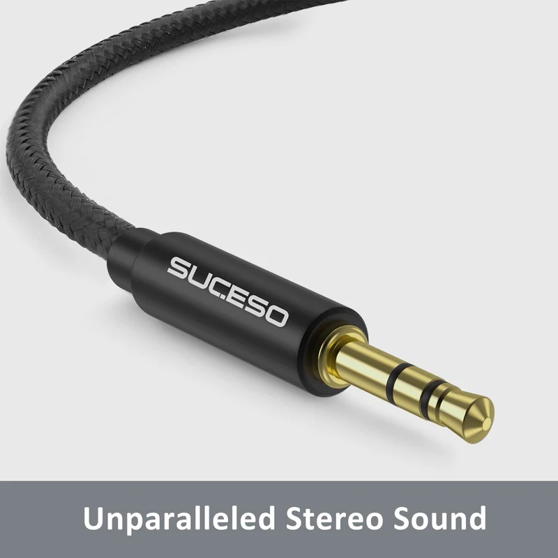 SUCESO Splitter Audio Jack Double Jack 3.5mm Mâle vers 2 Femelle Câble Audio Splitter Stéréo Compatible pour Casques Audio, Enceintes, Smartphones,Tablettes,Lecteurs,PS4,MP3,Phone, Samsung- 35cm(Noir)