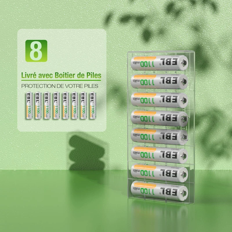 EBL 16PCS Piles AAA Rechargeables, AAA Piles Rechargeables Ni-MH 1,2V Auto-Décharge Faible, Compatible avec Jouet, Rasoir, Télécommande, etc.