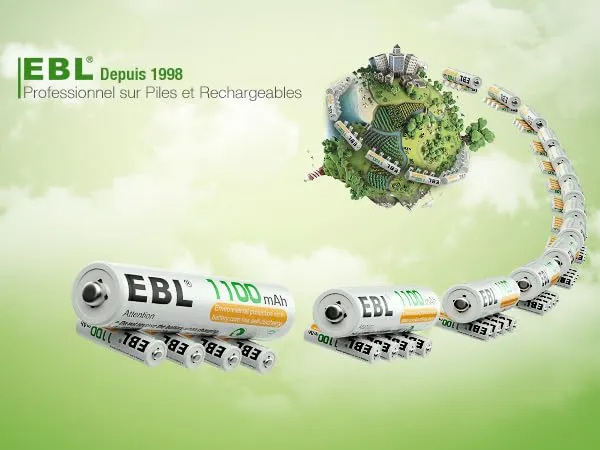 EBL 16PCS Piles AAA Rechargeables, AAA Piles Rechargeables Ni-MH 1,2V Auto-Décharge Faible, Compatible avec Jouet, Rasoir, Télécommande, etc.