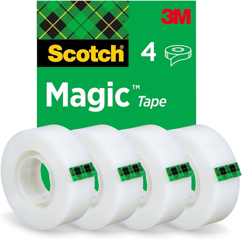 Scotch Ruban Magic - 4 Rouleaux, 19 mm x 33 m - Ruban Adhésif à Usage Général pour la Réparation, l'Etiquetage et la Fermeture de Documents