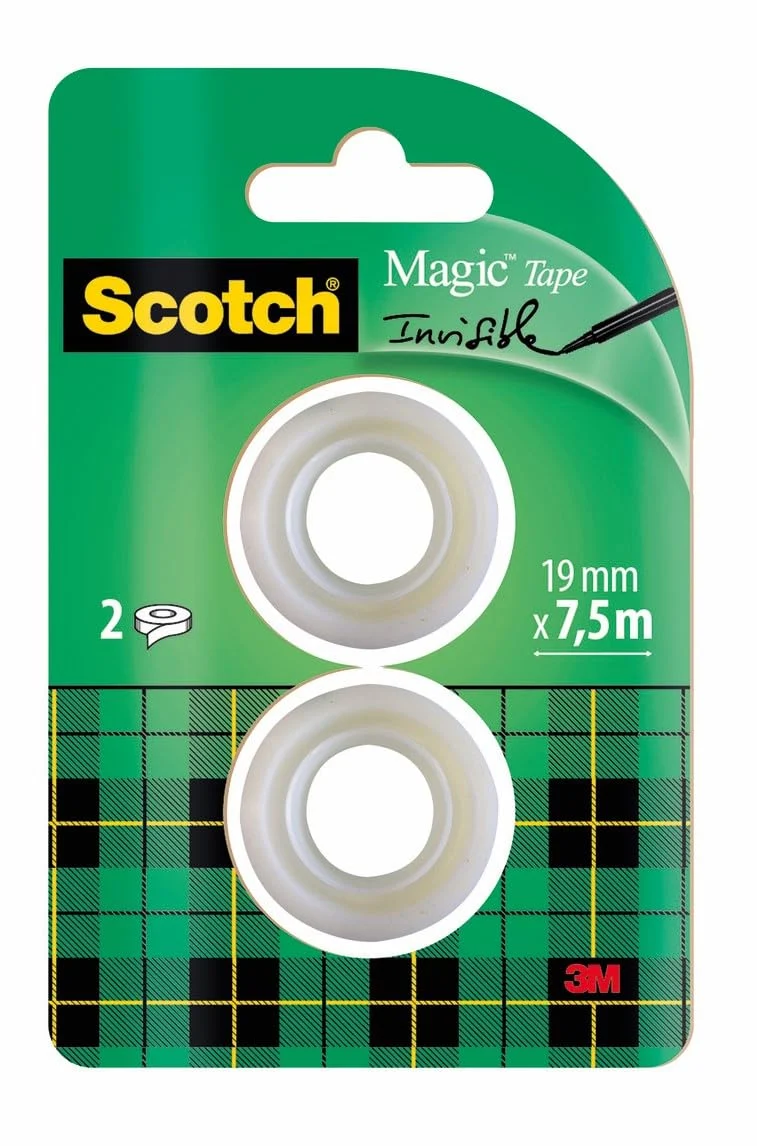 Scotch Ruban Magic - 2 Rouleaux, 19 mm x 7,5 m - Idéal pour le Bureau et l'École