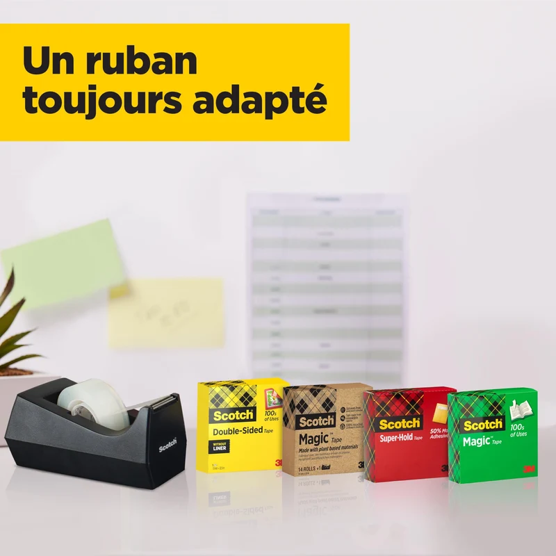 Scotch Ruban Magic - 2 Rouleaux, 19 mm x 7,5 m - Idéal pour le Bureau et l'École