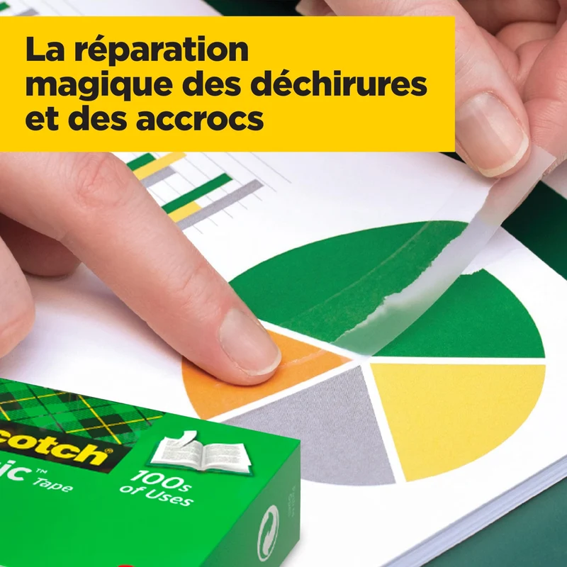 Scotch Ruban Magic - 2 Rouleaux, 19 mm x 7,5 m - Idéal pour le Bureau et l'École