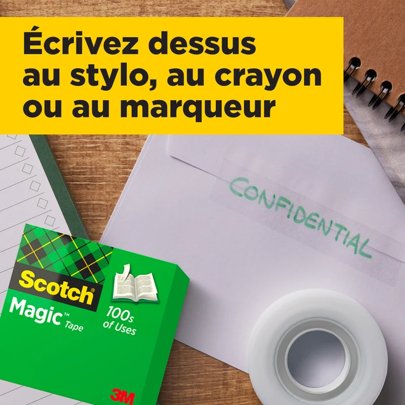 Scotch Ruban Magic - 2 Rouleaux, 19 mm x 7,5 m - Idéal pour le Bureau et l'École