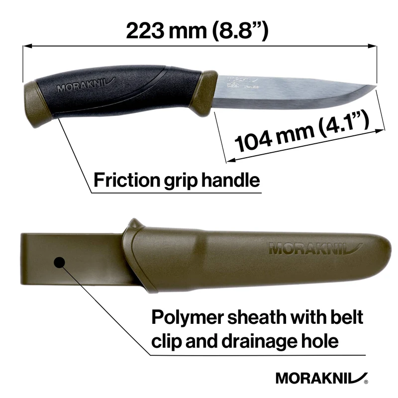 Mora Couteau Companion MG Noir/Kaki, Lame 10,5 cm