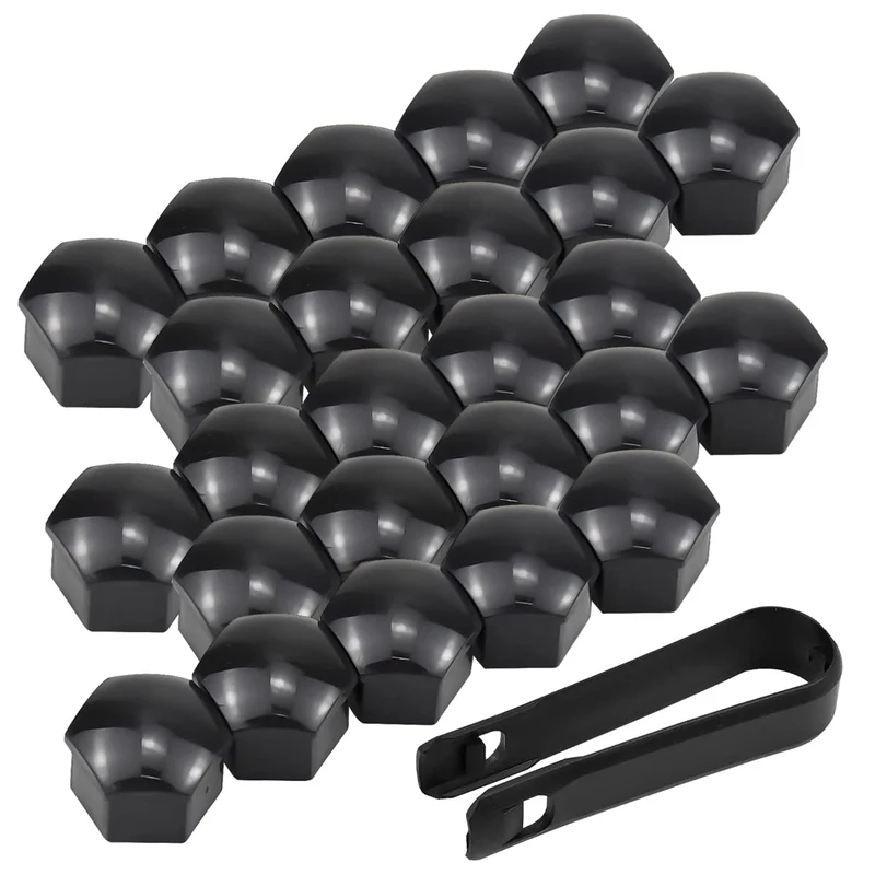 NATUCE 20PCS 17 mm Universel Capuchons d'écrou de Roue, Noir Boulon Ecrou Couvre pour écrous de Roue, Roue Écrou Roue Couverture Voiture Couvre, Capuchons Protection Hexagonal avec Outil Demontage