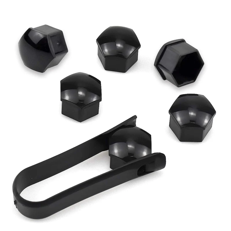 NATUCE 20PCS 17 mm Universel Capuchons d'écrou de Roue, Noir Boulon Ecrou Couvre pour écrous de Roue, Roue Écrou Roue Couverture Voiture Couvre, Capuchons Protection Hexagonal avec Outil Demontage