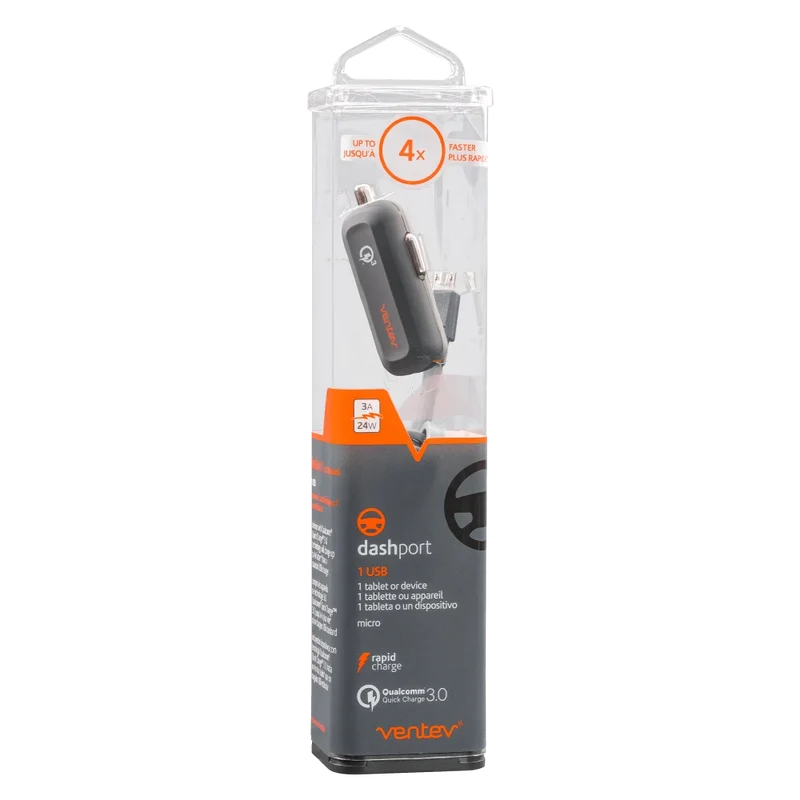 24W ULTRAFAST USB-A Car Charger and USB-A to Micro-USB Cable