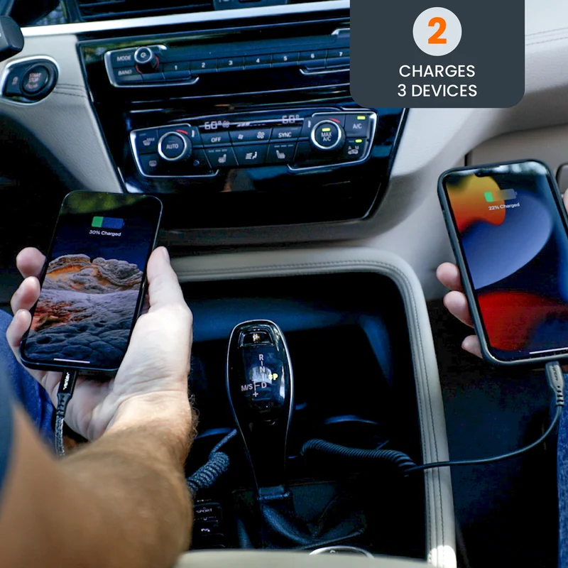 24W ULTRAFAST USB-A Dual Mini Car Charger and USB-A to Micro-USB Cable