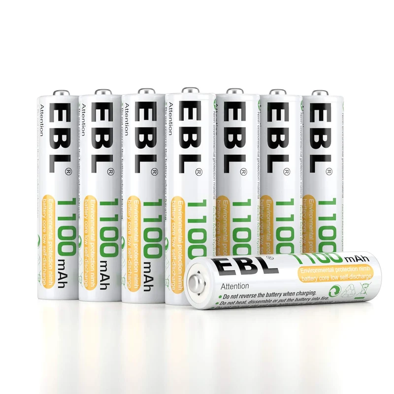 EBL 8PCS Piles Rechargeables AAA 1100mAh 1,2V Ni-MH, Haute Capacité Réelle Batteries Rechargeables, avec Boîte de Stockage de Piles