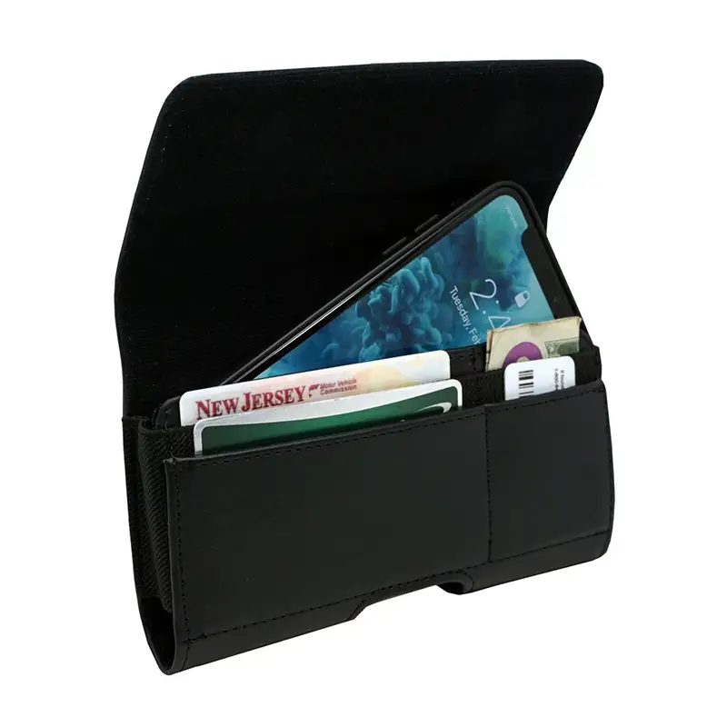 Étui portefeuille en cuir avec clip ceinture et boucle