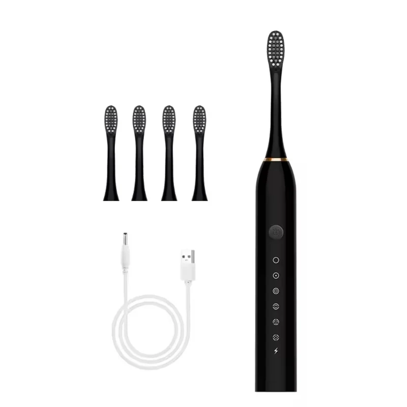 Brosse à dents électrique avec minuterie intégrée, 4 têtes de brossage supplémentaires, base et étui