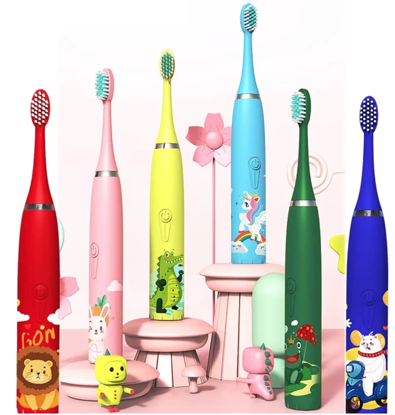 Brosse à dents électrique pour enfants avec minuterie intégrée et 4 têtes de brosse supplémentaires