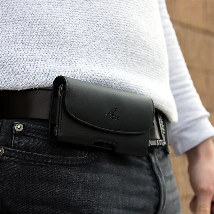 Étui en cuir avec clip ceinture et boucle