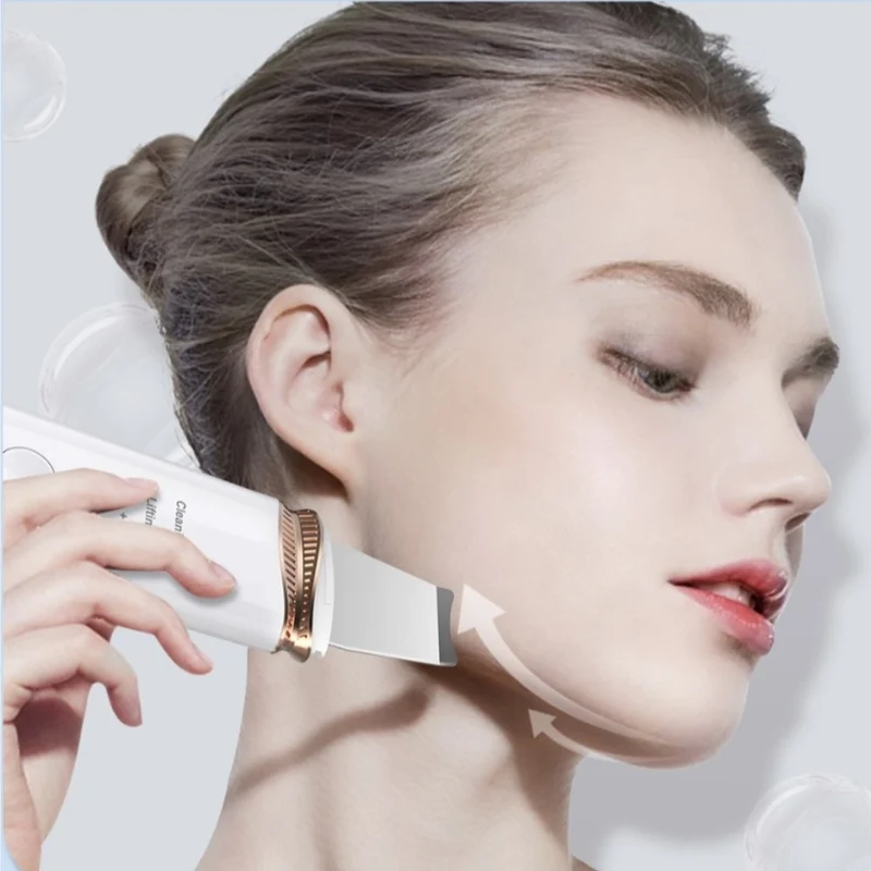 Spatule ultrasonique ionique professionnelle pour le nettoyage du visage (épurateur de peau/skin scrubber)