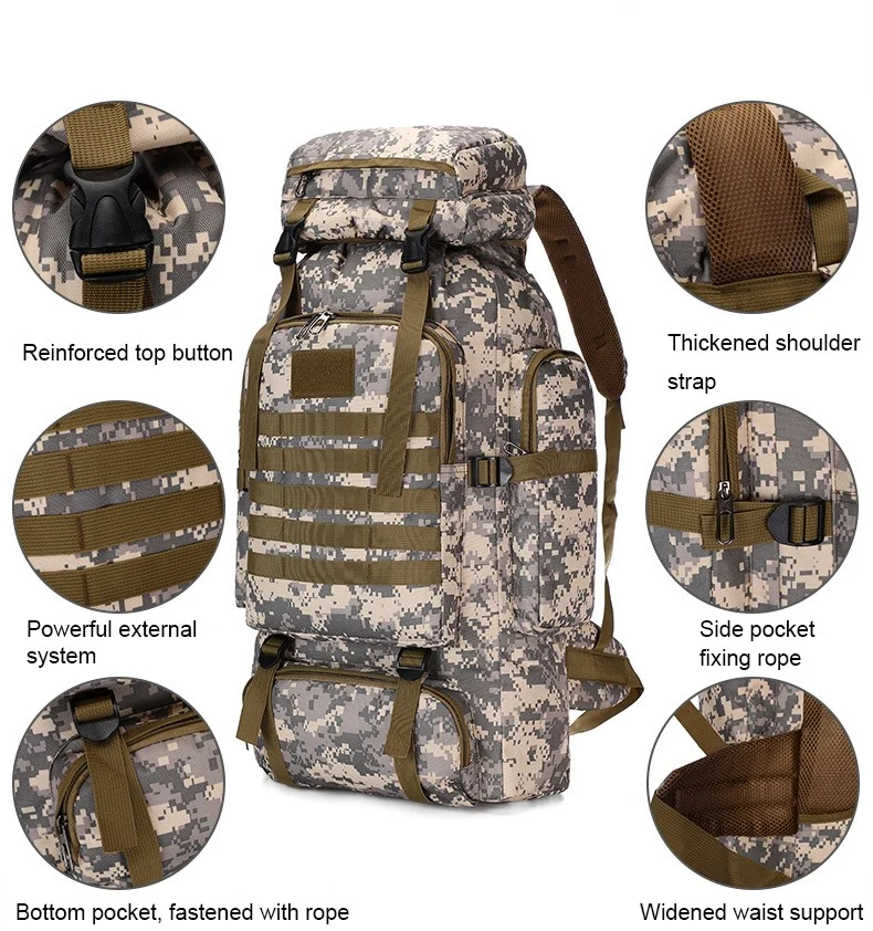 Sac à dos de type militaire 80+L
