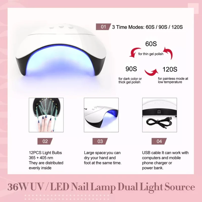 Kit manucure enfant avec lampe UV/LED pour ongles (10+ ans)