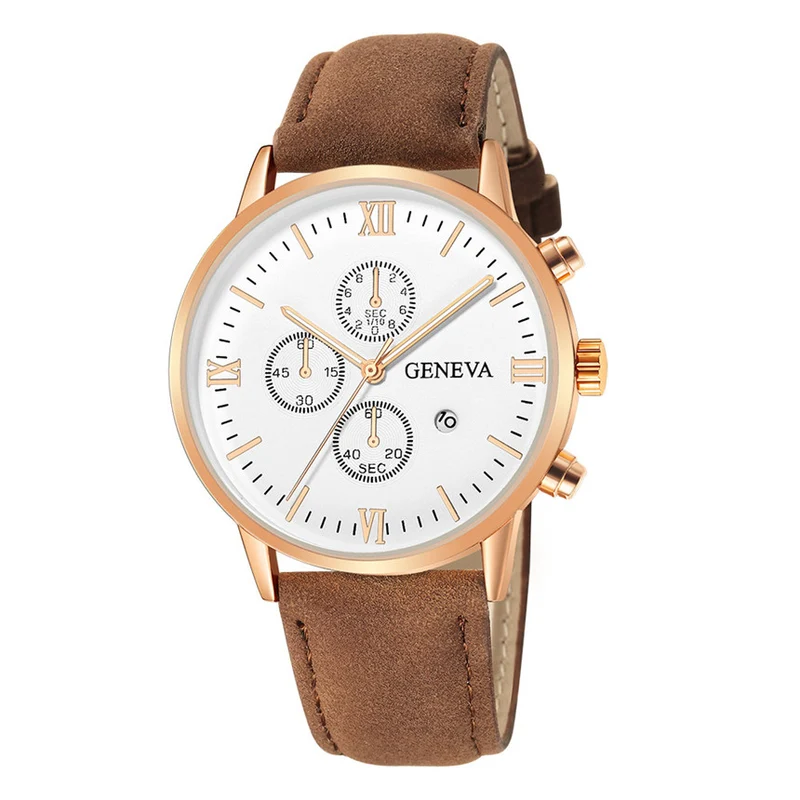 Montre pour hommes avec bracelet en cuir