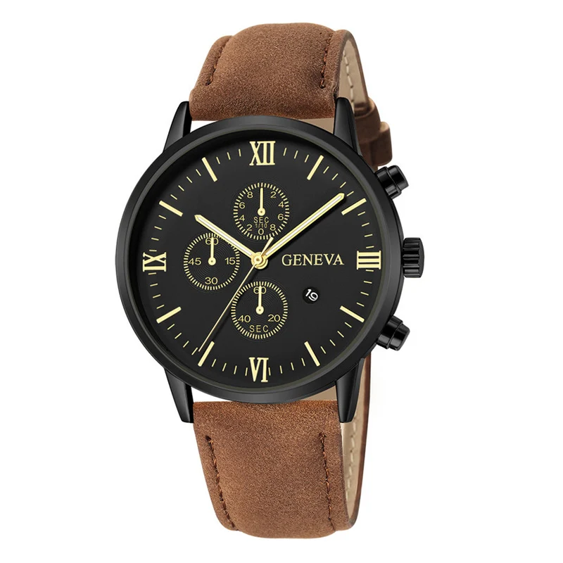 Montre pour hommes avec bracelet en cuir