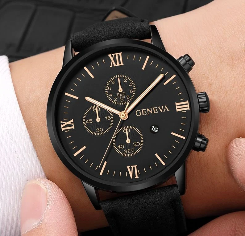 Montre pour hommes avec bracelet en cuir