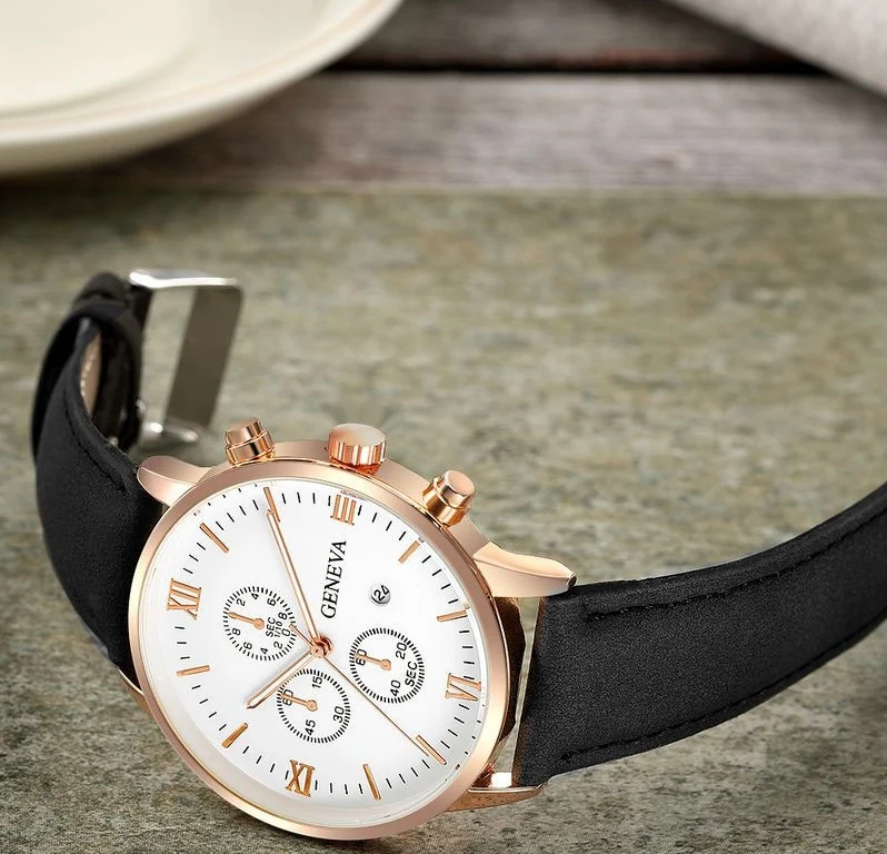 Montre pour hommes avec bracelet en cuir