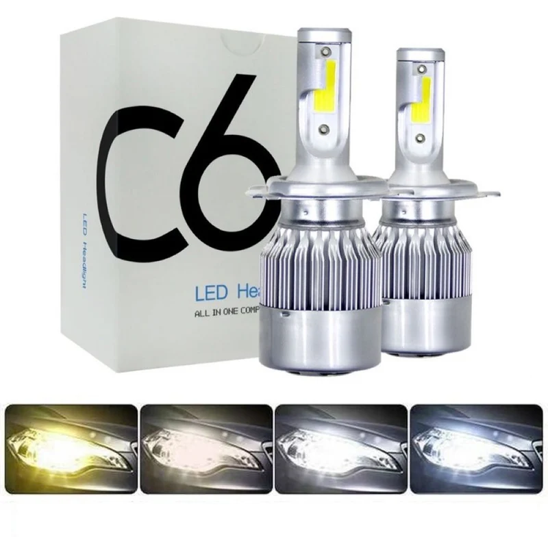 Phare de voiture LED C6 avec ventilateur, aluminium avio